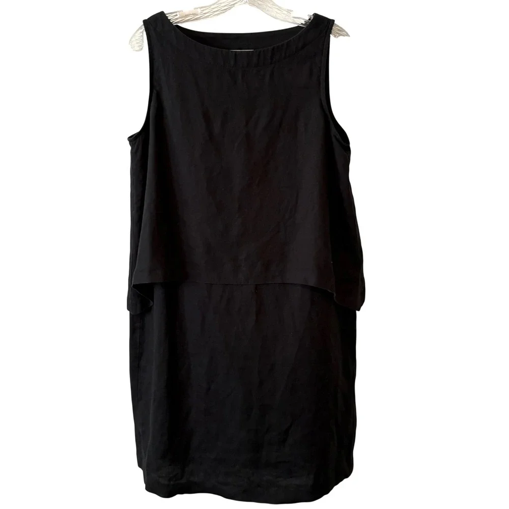 J. Jill Black Linen Sleeveless Dress in Size M